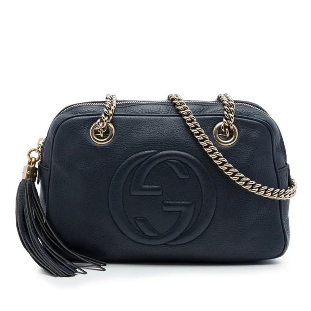 Blue Gucci Calfskin Soho Chain Zip Shoulder Bag in Blue Calfskin from Designer Revival, photo 1 of 1