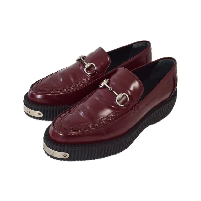 Gucci Creeper Loafers Horsebit Leather Thick Sole Metal Plate Bordeaux 9 in Burgundy Leather from The Reluxe