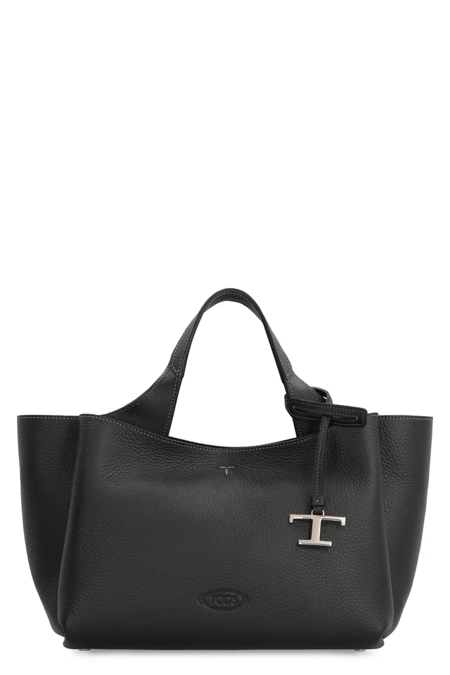 Tod's Pebbled Calfskin Top Handle Bag — Black in Black Calfskin from HEWI