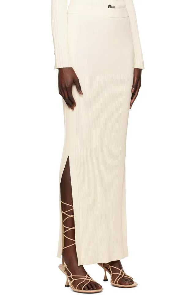 Dion Lee Off-White Gradient Rib Maxi Skirt, photo 2 of 4 from SSENSE