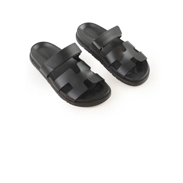 Hermès Chypre Sandals Black 38.5 in Black from The Purse Affair