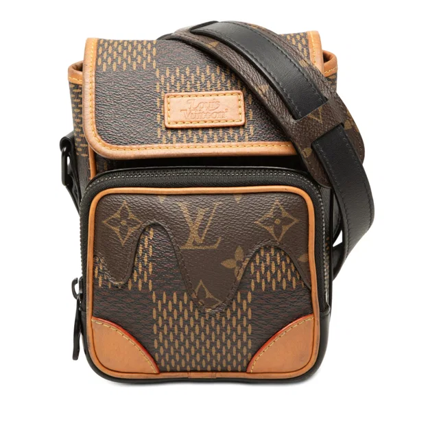 Brown Louis Vuitton Nigo Giant Damier Ebene Monogram Nano Amazone Crossbody Bag in Brown Canvas from Designer Revival