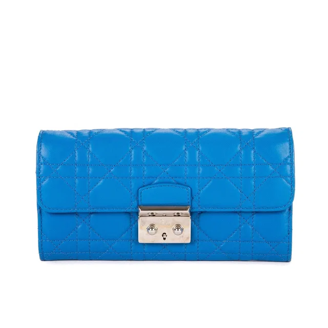 Miss Dior Wallet Blue Cannage Quilt in Blue from The Reluxe