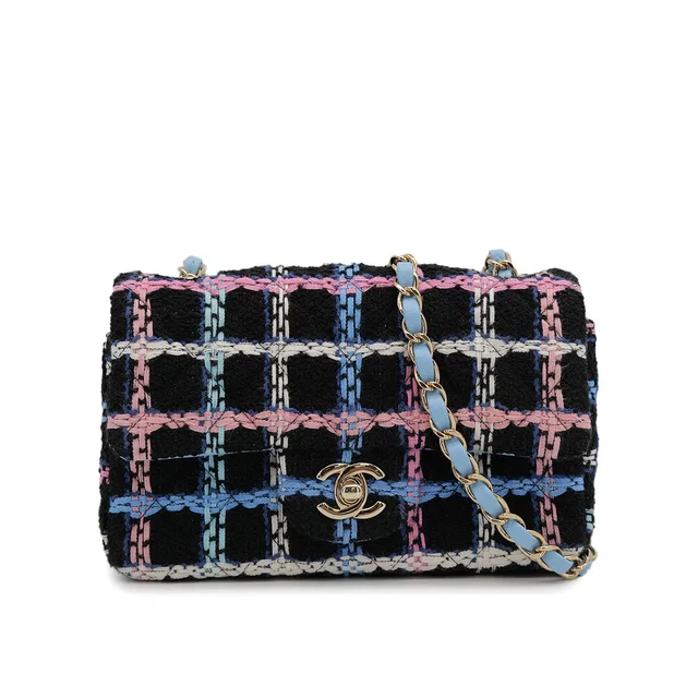 Chanel Mini Matelasse Chain Shoulder Bag Multicolor Tweed Gold Hardware in Multicolor Tweed from Luxury Promise