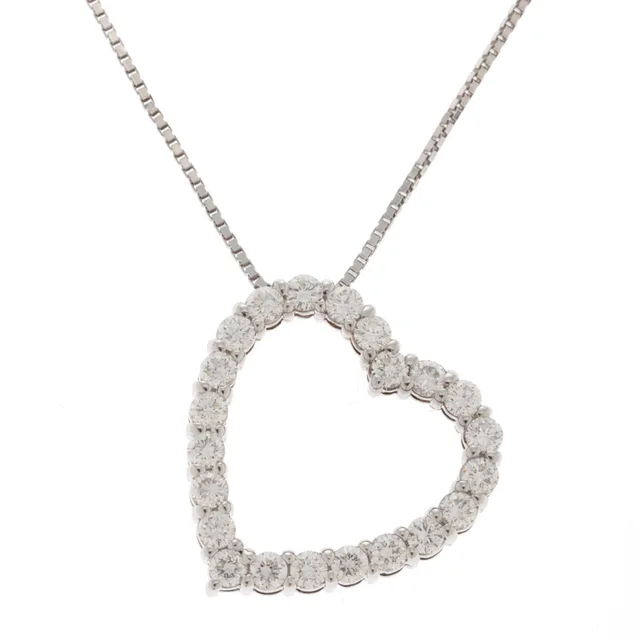 Gucci Heart Motif NC WG D Necklace 18k White Gold 18k Diamond in White from The Reluxe