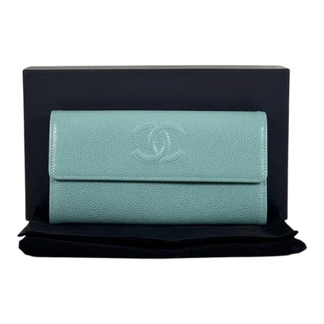Chanel Long Green Wallet with Self Logo in Green from Luxury Promise