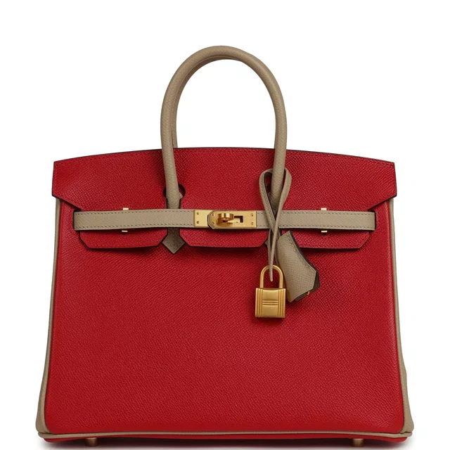 Hermès Special Order (HSS) Birkin 25 Rouge Casaque, Trench Epsom Gold Hardware in Red Epsom leather from Madison Avenue Couture