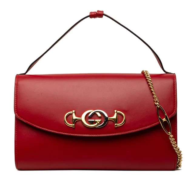 Red Gucci Small Leather Zumi Satchel in Red Leather from Designer Revival