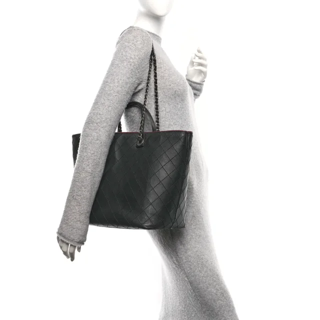 Chanel Stitched Large Shopping Tote Black in Black Calfskin from FASHIONPHILE, photo 2 of 9