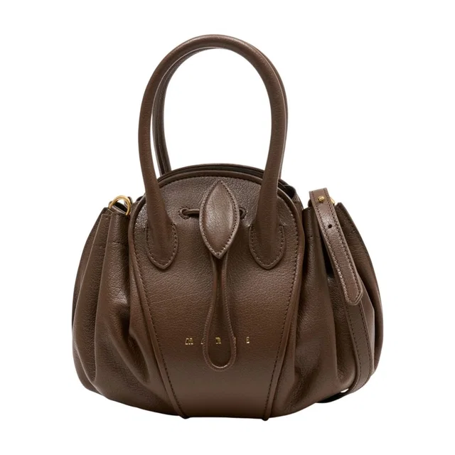 Marni Sculptural Calfskin Shoulder Bag — Brown in Brown Calfskin from HEWI