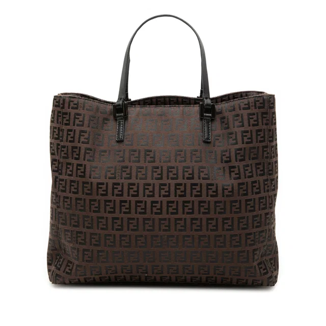 Brown Fendi Zucchino Canvas Tote in Brown Canvas from Designer Revival