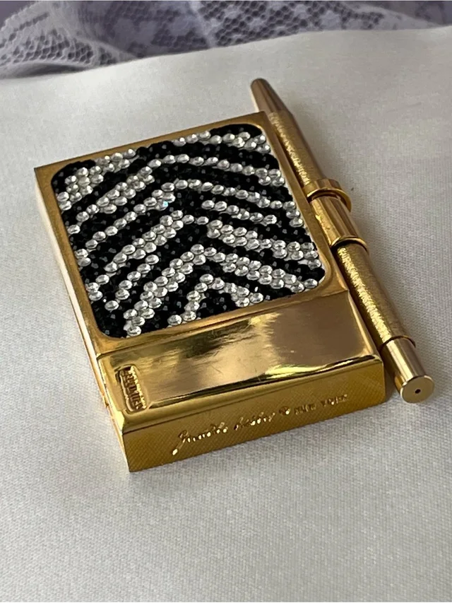 Judith Leiber & White Crystal Chevron Mini Notebook, Euc in gold|black from Poshmark