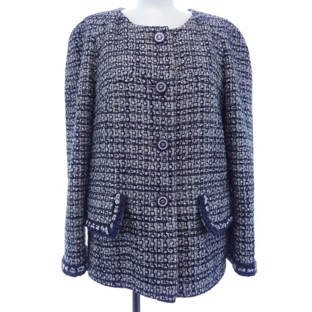 Chanel Collarless Jacket Navy in Navy from The Reluxe