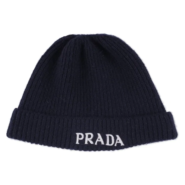 Prada Logo-Embroidered Beanie in Cashmere from HEWI