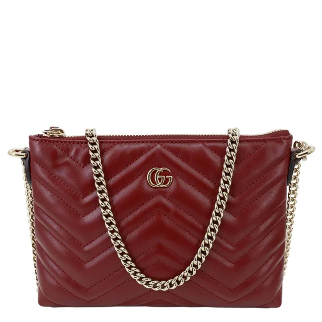Gucci GG Marmont Matelasse Leather Crossbody Bag Burgundy 837742 in Burgundy Leather from Dallas Designer Handbags