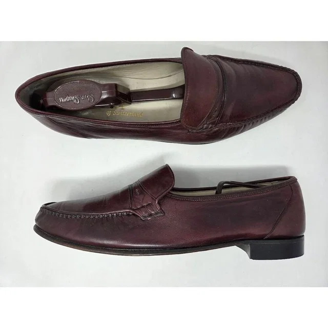 Bally Made In Switzerland Men’s Brown Leather Barnes Dress Loafers Us Size 12 M in brown|red Leather from Poshmark