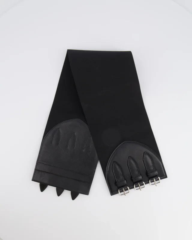 Alaïa Black Leather Corset Belt with Silver Buckles 65cm in Black Leather from Sellier, photo 6 of 9