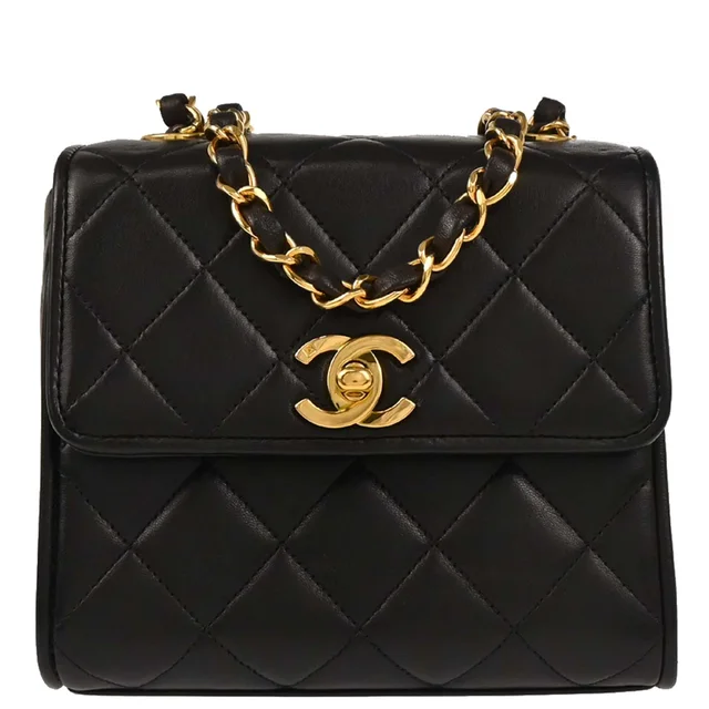 Chanel 1991-1994 Black Lambskin Shoulder Bag in Black Lambskin from AMORE Vintage Tokyo