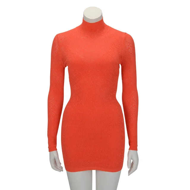 Fendi x Skims Orange Intarsia Knit Turtleneck Dress IT 36 in Orange from Blue Spinach