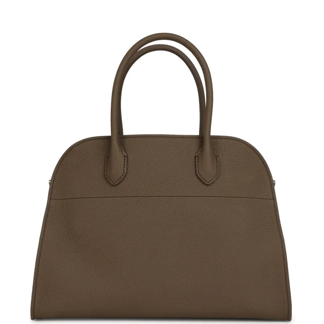 The Row Soft Margaux 12 Bag Smoked Taupe Calfskin Silver Hardware in Taupe Calfskin from Madison Avenue Couture, photo 4 of 12