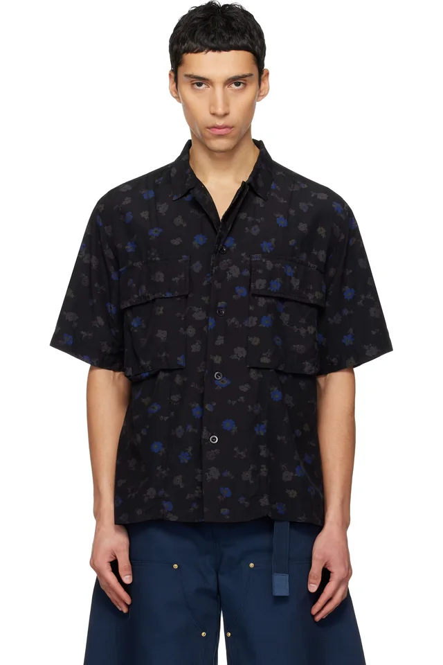 Black Overdyed Floral Print Shirt, image 1 of 1 from SSENSE