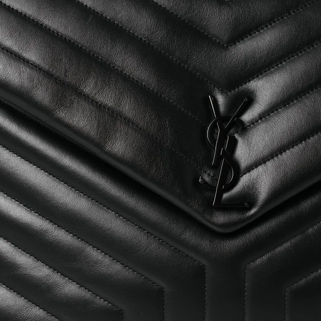 Saint Laurent Y Quilted Monogram Monochrome Large Loulou Chain Satchel Black in Black Calfskin from FASHIONPHILE, photo 11 of 15