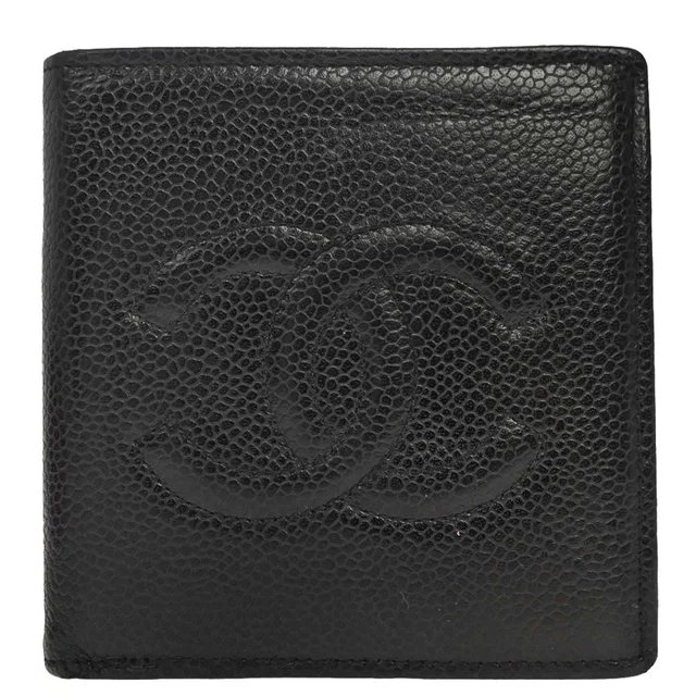Chanel 1997-1999 Black Caviar Skin Bifold Wallet in Black Caviar leather from AMORE Vintage Tokyo