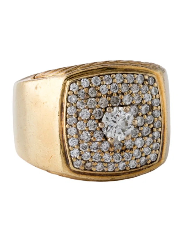 David Yurman 18K 1.11ctw Diamond Signet Ring in multicolor from The RealReal