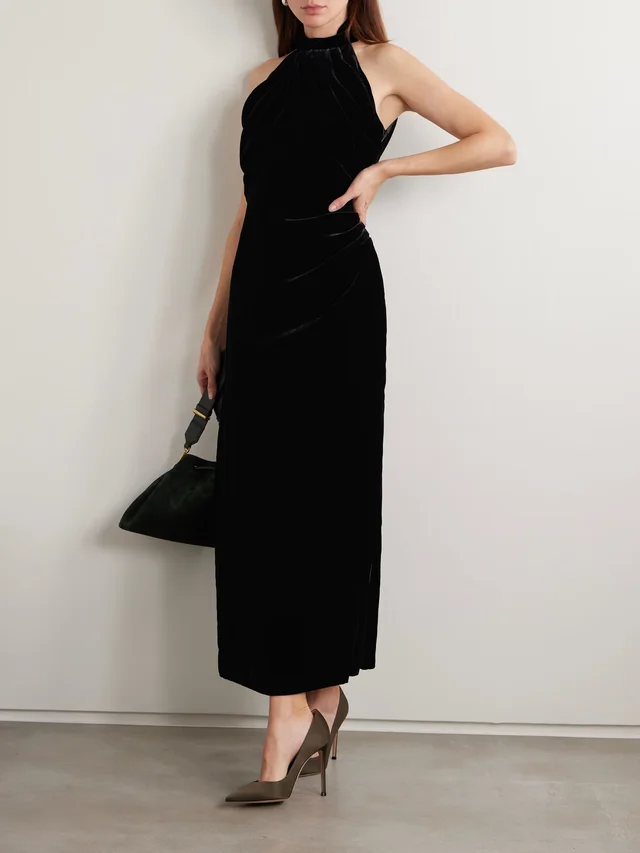 VIOLANTE NESSI Merisi draped velvet turtleneck gown in Black, photo 2 of 2 from NET-A-PORTER (Canada)