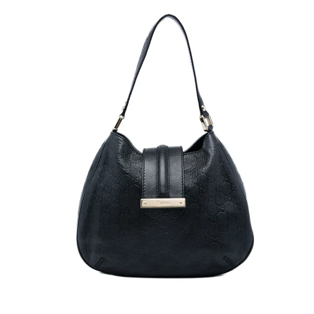 Black Gucci Medium Guccissima New Ladies Hobo in Black Leather from Designer Revival