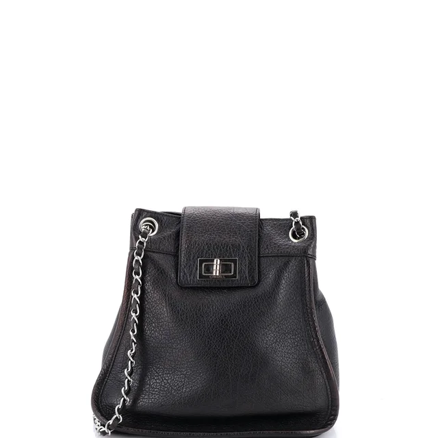 Chanel Mademoiselle Lock Accordion Shoulder Bag Leather Small in black Leather from Rebag