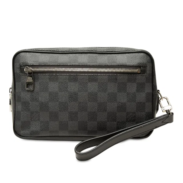 Black Louis Vuitton Damier Graphite Kasai Clutch Bag in Black Canvas from Designer Revival