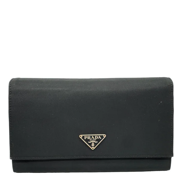 Prada Continental Flap Tessuto Nylon Wallet Black in Black Nylon from Dallas Designer Handbags