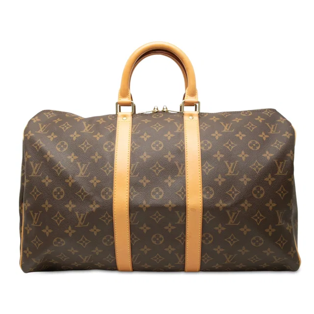 Brown Louis Vuitton Monogram Keepall 45 Travel Bag in Brown Coated canvas from Designer Revival