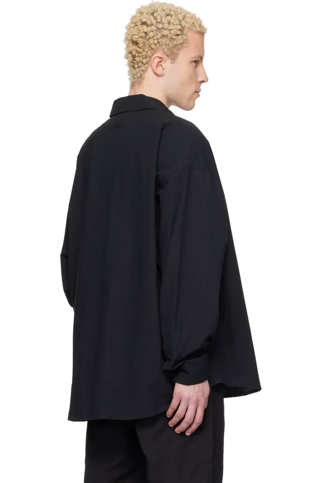 Fear of God ESSENTIALS Black Signature Button Up Shirt, photo 3 of 4 from SSENSE