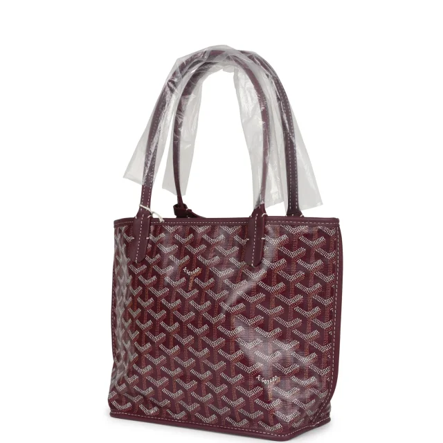 Goyard Goyardine Burgundy Anjou Mini Bag Palladium Hardware in Burgundy Canvas from Madison Avenue Couture, photo 3 of 9