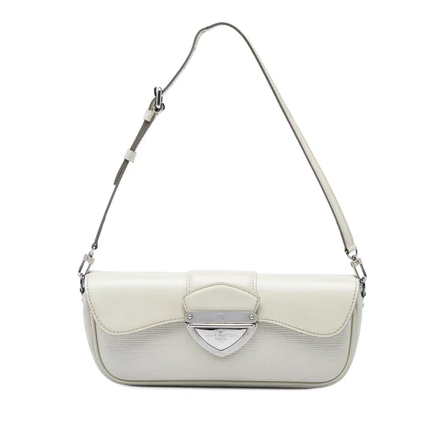 White Louis Vuitton Epi Pochette Montaigne Shoulder Bag in White Leather from Designer Revival