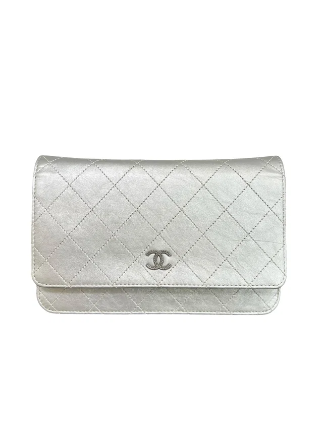 Chanel Calfskin WOC Silver RHW in Silver Calfskin from Luxury Promise