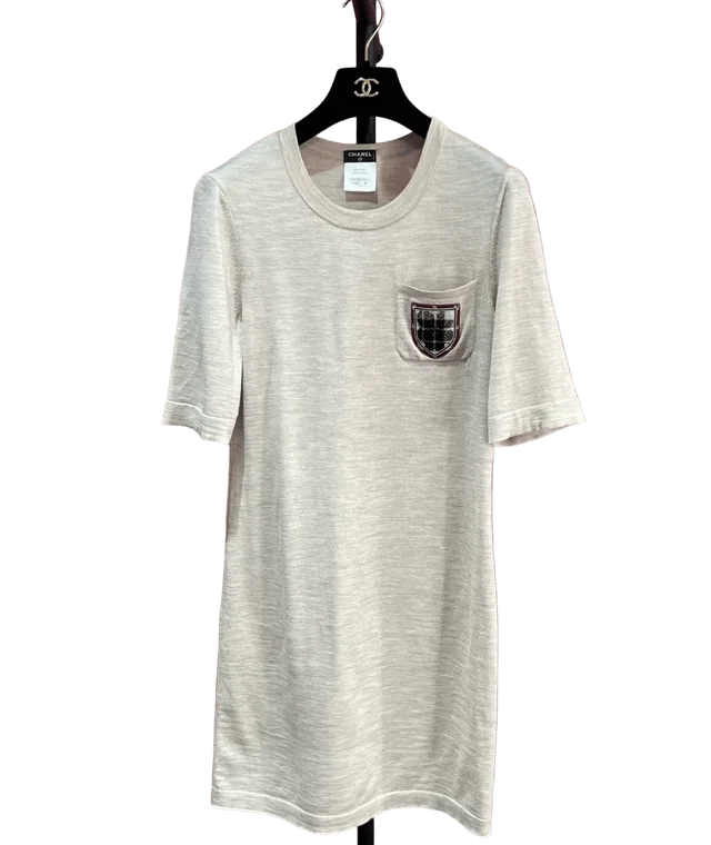 Chanel Grey T Shirt Dress 36 in Grey from Luxury Promise