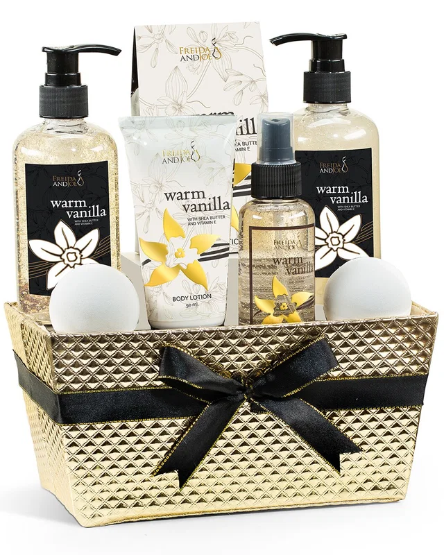 Freida & Joe Warm Vanilla Gold Bath Gift Basket, image 1 of 1 from Rue La La