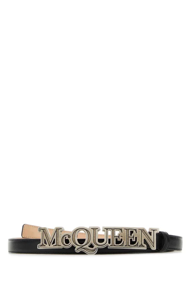 Alexander McQueen Belt — Black in Black Denim from HEWI