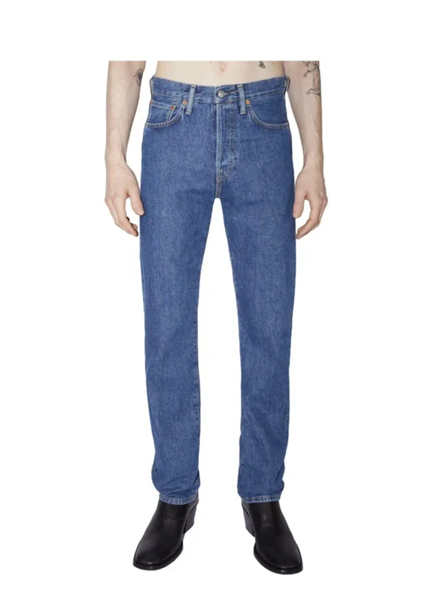 Acne Studios 1996 Trash Dark Blue Straight Leg Jeans in Blue Leather from HEWI