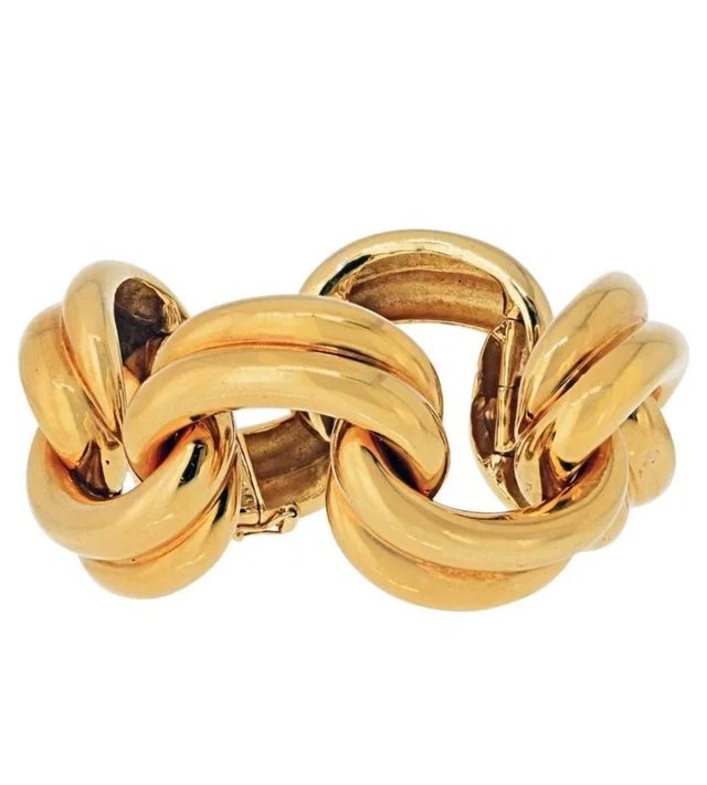 Tiffany & Co. 18K Gold Open Link Drapes Bracelet 1970s in Gold Leather from Luxury Promise