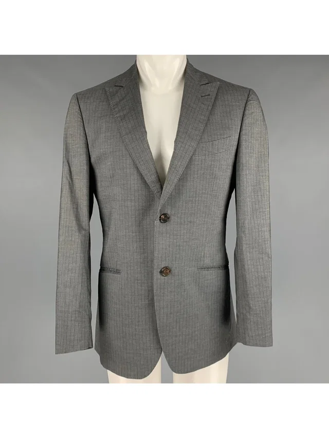 Etro Size 40 Grey Brown Stripe Cotton Single Breasted Sport Coat in gray from Poshmark, photo 1 of 1