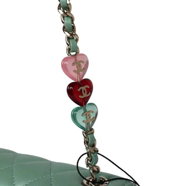Chanel Candy Heart Mini Flap Bag Turquoise Lambskin Enamel and Light Gold Hardware in Blue Lambskin from Madison Avenue Couture, photo 9 of 13
