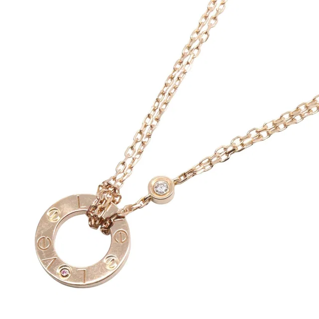Cartier Love Circle Au750 Diamond Pink Sapphire Necklace in Pink from LuxUness