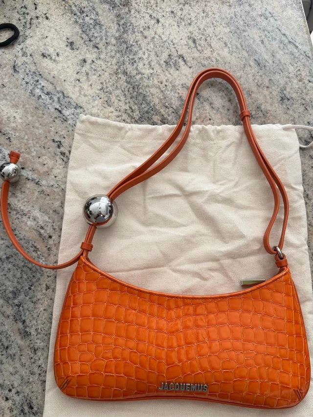 Jacquemus Le Bisou Perle Orange Croc-Embossed Shoulder Bag in orange Crocodile from Poshmark