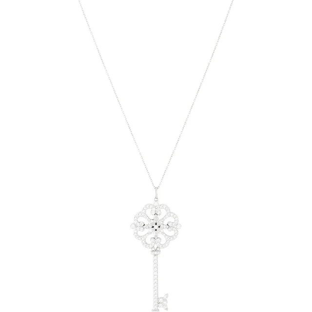 Tiffany & Co. Enchant Primrose Key Diamond Platinum Pendant Necklace from Luxe.It.Fwd