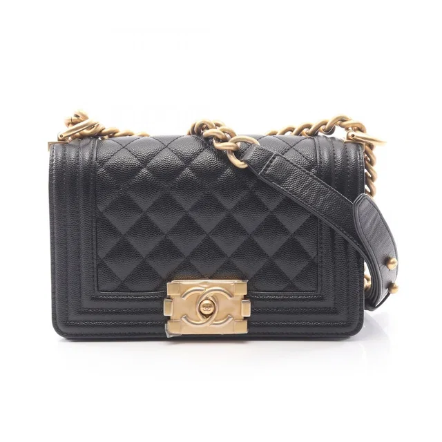 Chanel Shoulder Bag Black Caviar Leather Chain in Black Caviar leather from The Reluxe