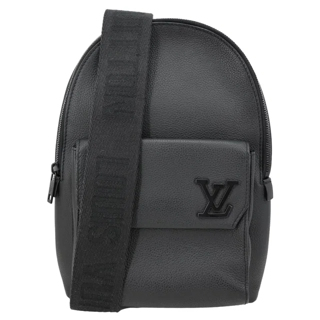Louis Vuitton Pilot Sling Grained Calfskin Leather Backpack Bag Black in Black Caviar leather from Dallas Designer Handbags